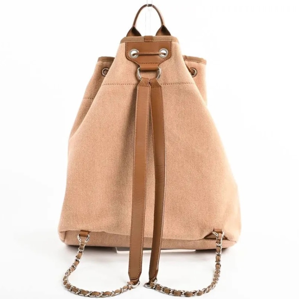 Chanel Beige Canvas Drawstring Backpack - image 4